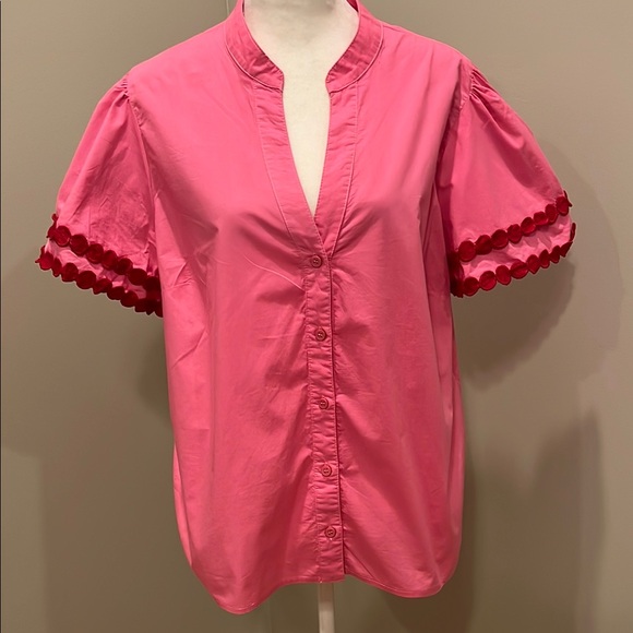 Flying Tomato Tops - Flying Tomato Button Down Pink Red Blouse .